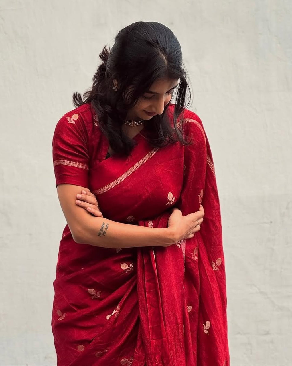 Red Pure Soft Viscose Silk Jacquard n Satin Border Fancy Designer Saree With Blouse Piece