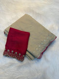 Royal Cream Elegance Saree with Designe Blouse Piece
