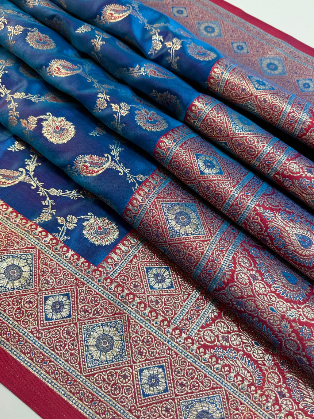 Peacock Blue Banarasi: A Symphony of Zari and Silk