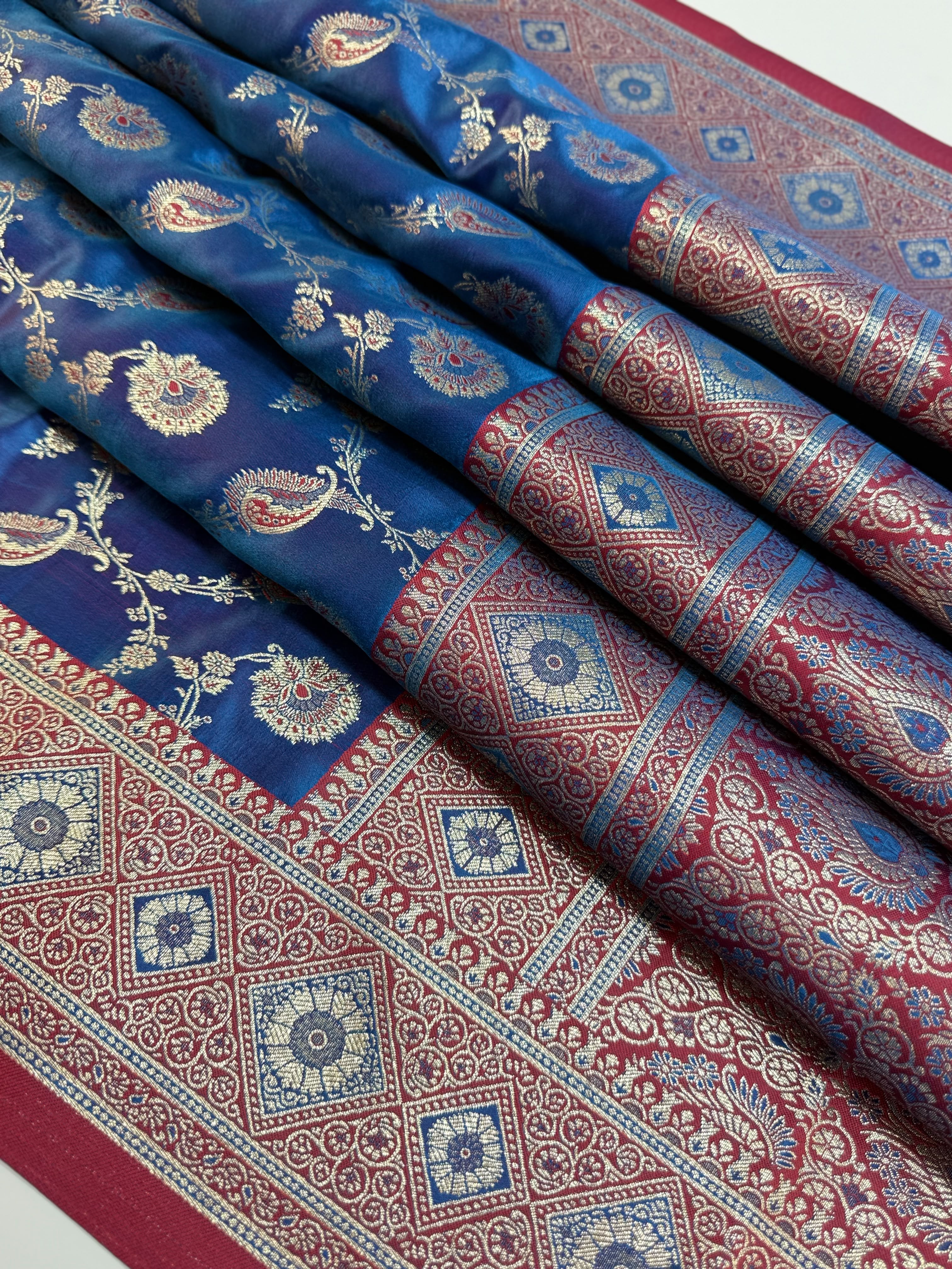 Peacock Blue Banarasi: A Symphony of Zari and Silk