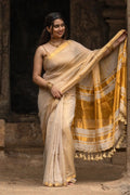 Royal Golden Zari Cream Saree - CREAM