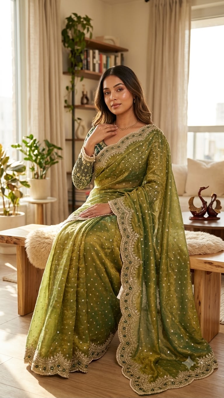 Wedding Wear Pink Saree with Rich Embroidered Border & Designer Blouse - PARROT