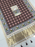 Royal Zari Weaving Tusser Silk Patola Lagdi Pallu Saree- BROWN