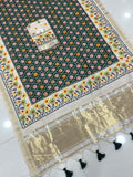 Royal Zari Weaving Tusser Silk Patola Lagdi Pallu Saree-DARK GREEN
