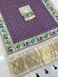 Royal Zari Weaving Tusser Silk Patola Lagdi Pallu Saree-PURPLE