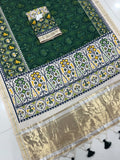 Royal Zari Weaving Tusser Silk Patola Lagdi Pallu Saree- GREEN