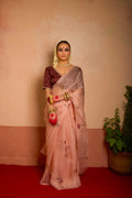 Celebrity Style Cutdana Handwork Tabi Organza Saree
