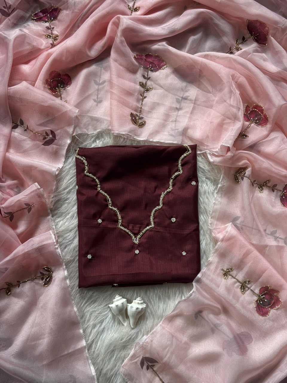 Celebrity Style Cutdana Handwork Tabi Organza Saree