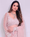 Blush Pink Sequin Embroidered Designer Saree with Full Sleeve Blouse