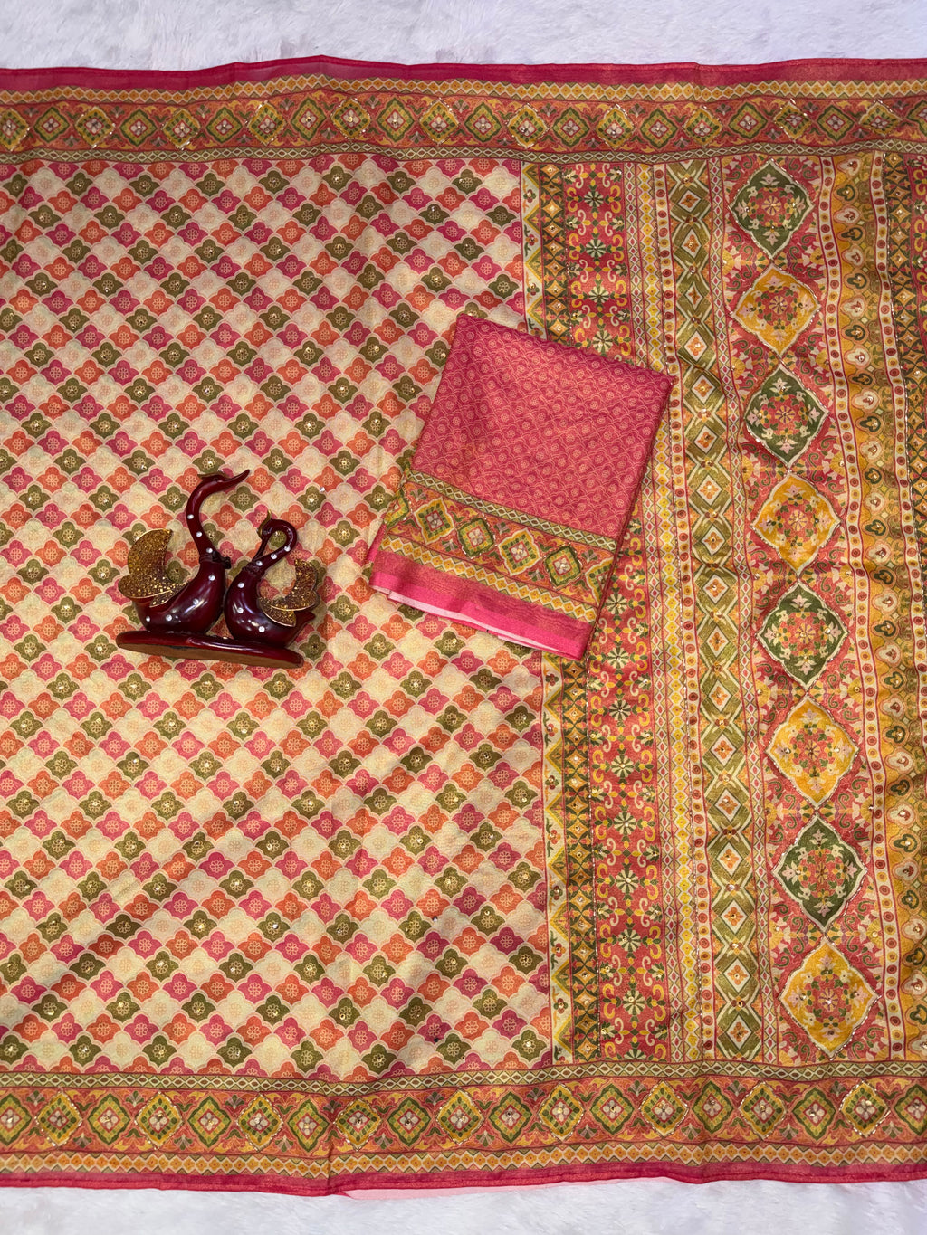 Royal Katdana Diamond Handwork Chosmo Silk Saree