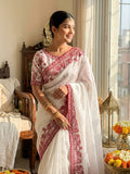 Royal Sequins & Thread Embroidery Tebby Silk Saree