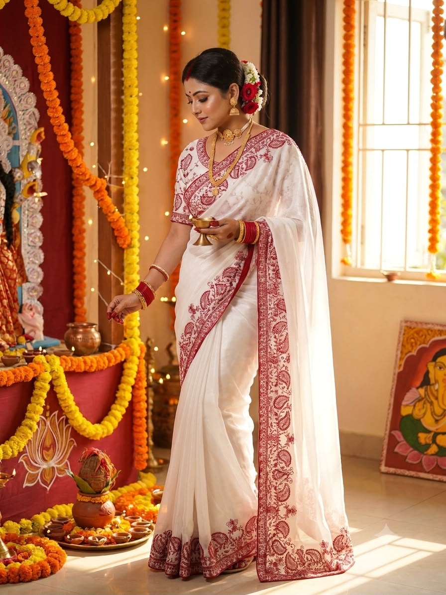 Royal Sequins & Thread Embroidery Tebby Silk Saree