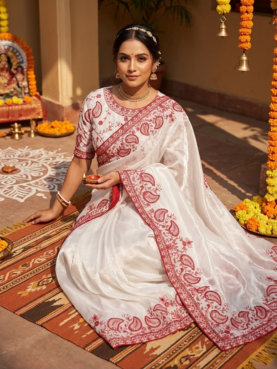 Royal Sequins & Thread Embroidery Tebby Silk Saree