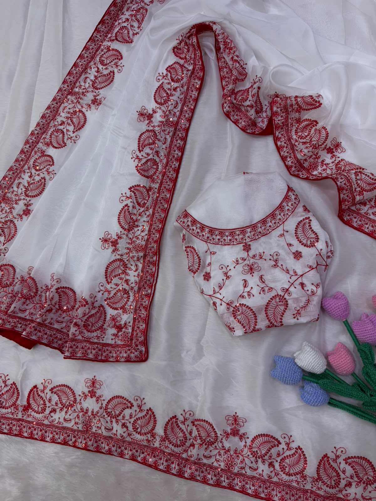 Royal Sequins & Thread Embroidery Tebby Silk Saree