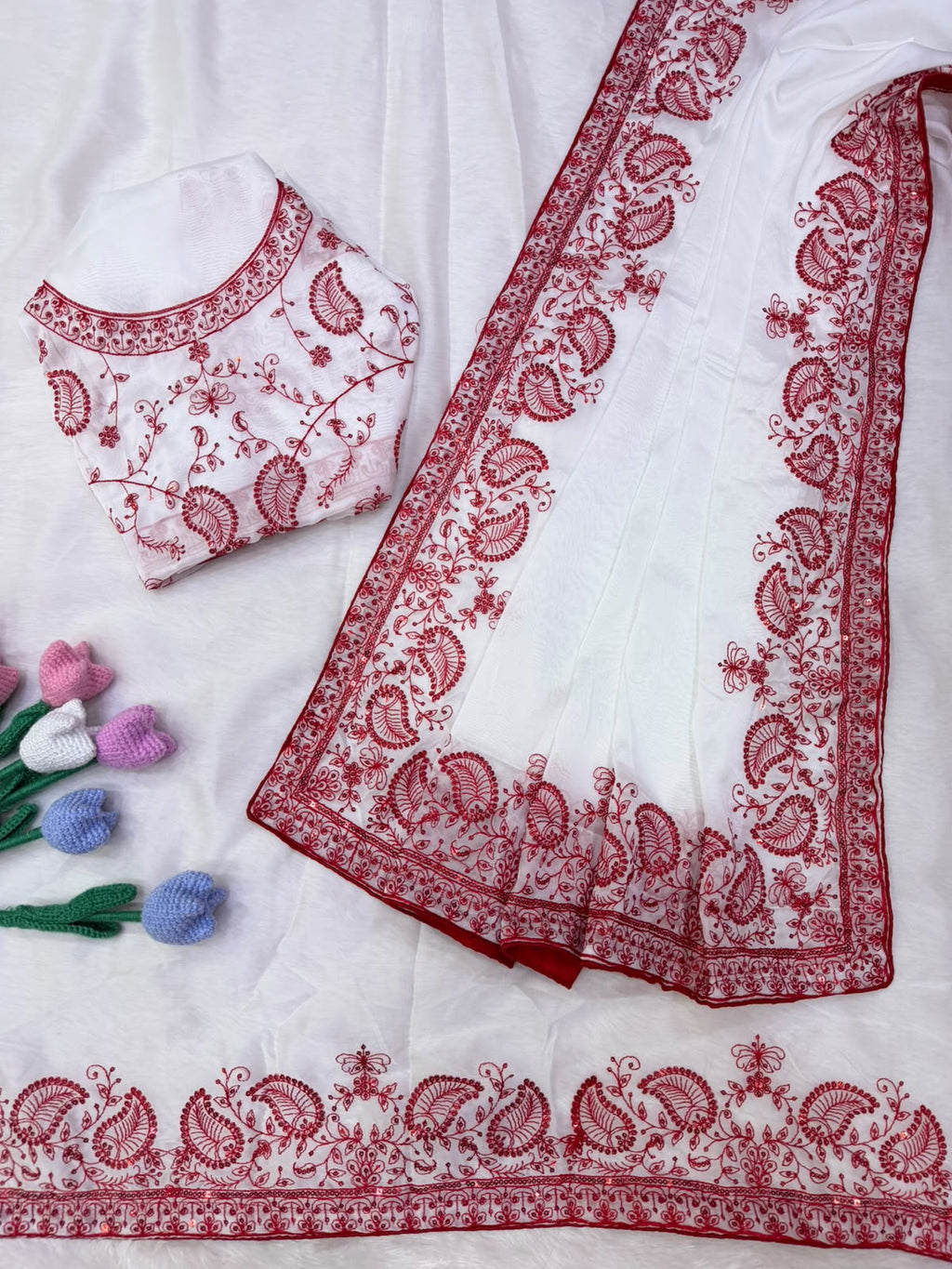 Royal Sequins & Thread Embroidery Tebby Silk Saree