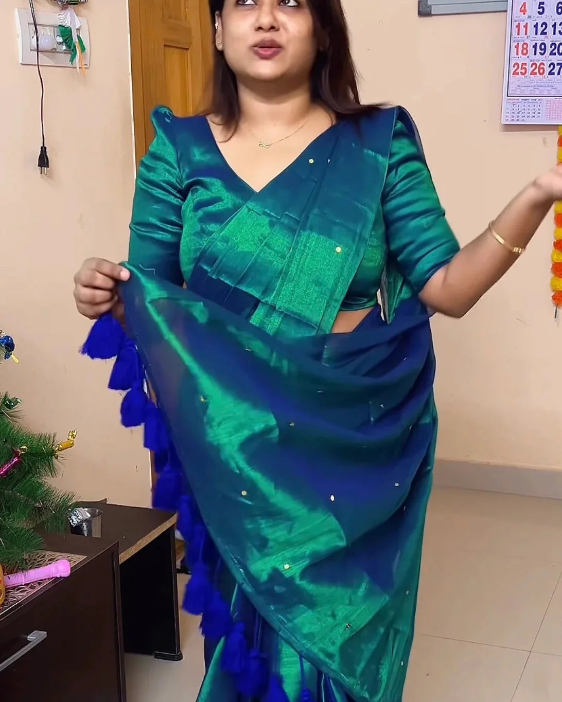 Premium Quality Soft Tissue Peacock Saree