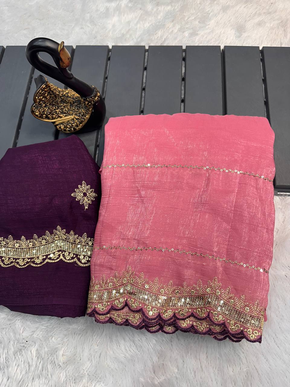 SOFT BEAUTIFUL AND CAPTIVATING DESIGNER SEQUINS EMBROIDERY SAREE