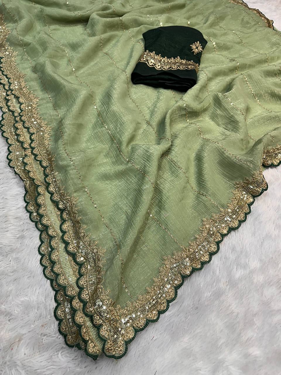SOFT BEAUTIFUL AND CAPTIVATING DESIGNER SEQUINS EMBROIDERY SAREE
