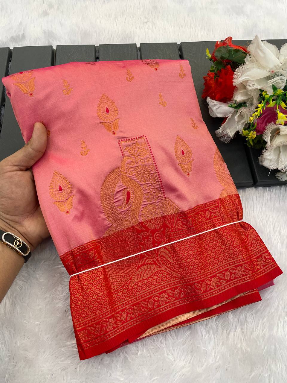 Demesne  Soft Banarasi Silk Saree With Effervescent Blouse Piece