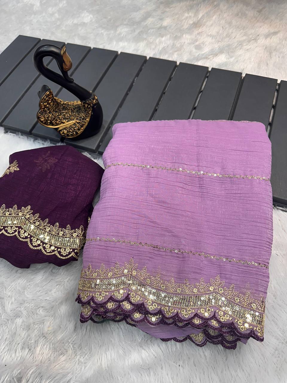 SOFT BEAUTIFUL AND CAPTIVATING DESIGNER SEQUINS EMBROIDERY SAREE