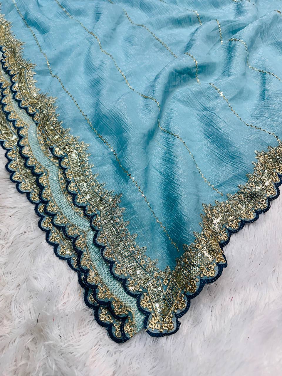 SOFT BEAUTIFUL AND CAPTIVATING DESIGNER SEQUINS EMBROIDERY SAREE