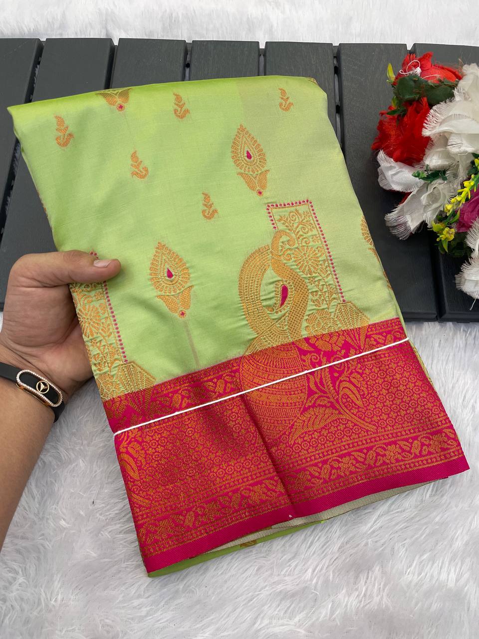 Demesne  Soft Banarasi Silk Saree With Effervescent Blouse Piece