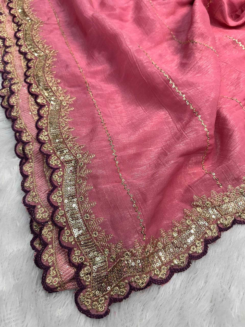 SOFT BEAUTIFUL AND CAPTIVATING DESIGNER SEQUINS EMBROIDERY SAREE