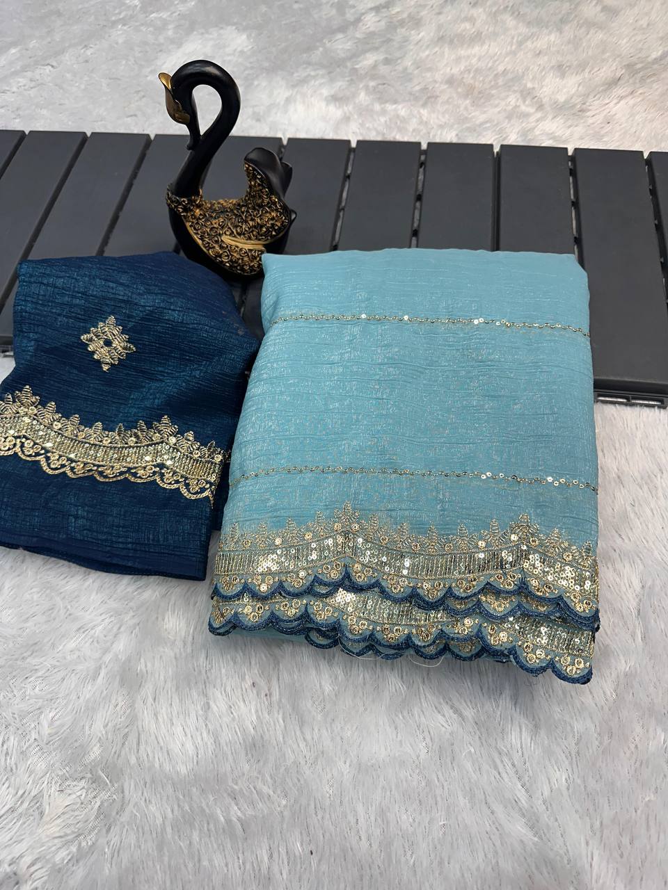 SOFT BEAUTIFUL AND CAPTIVATING DESIGNER SEQUINS EMBROIDERY SAREE