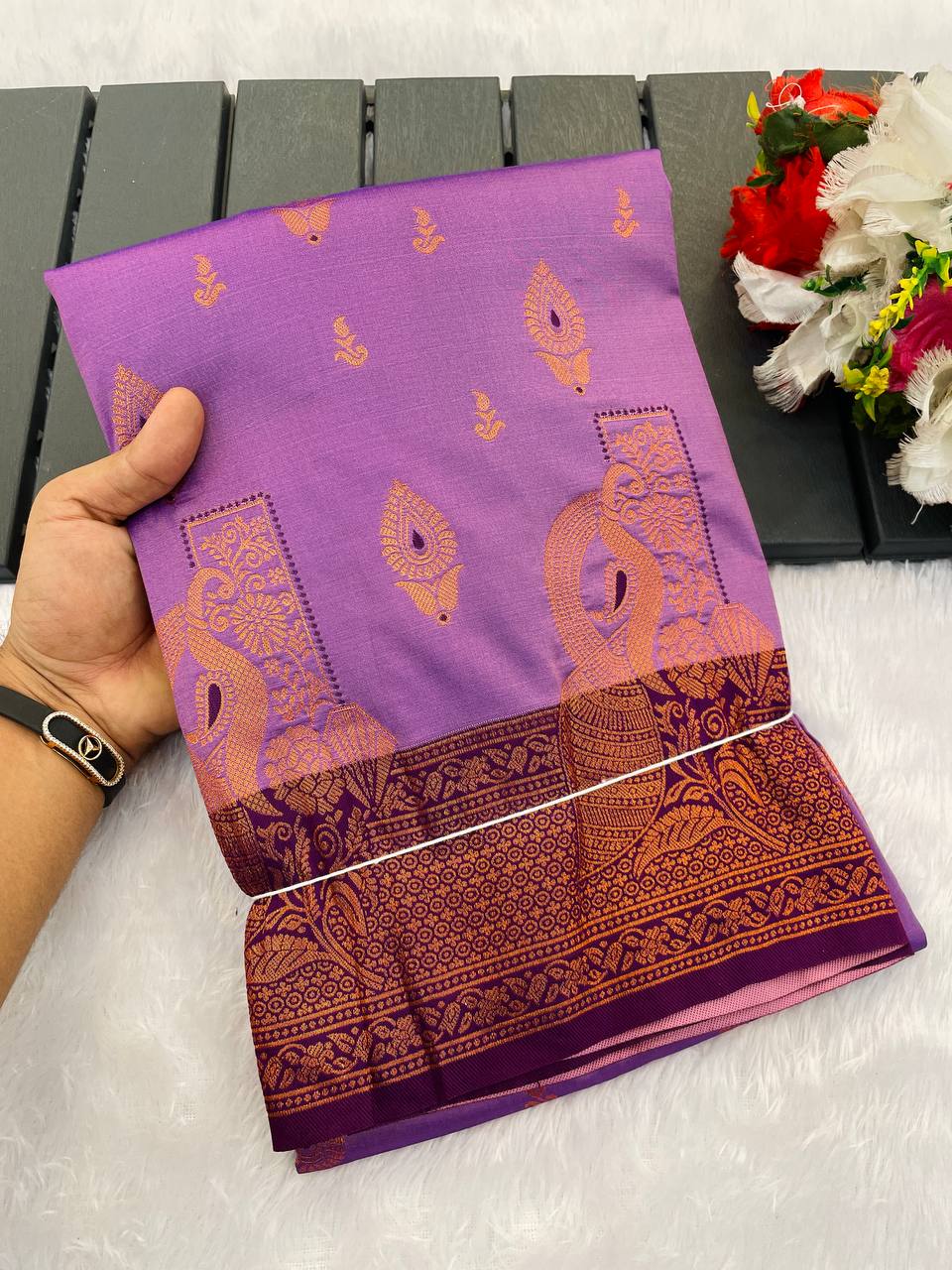 Demesne  Soft Banarasi Silk Saree With Effervescent Blouse Piece