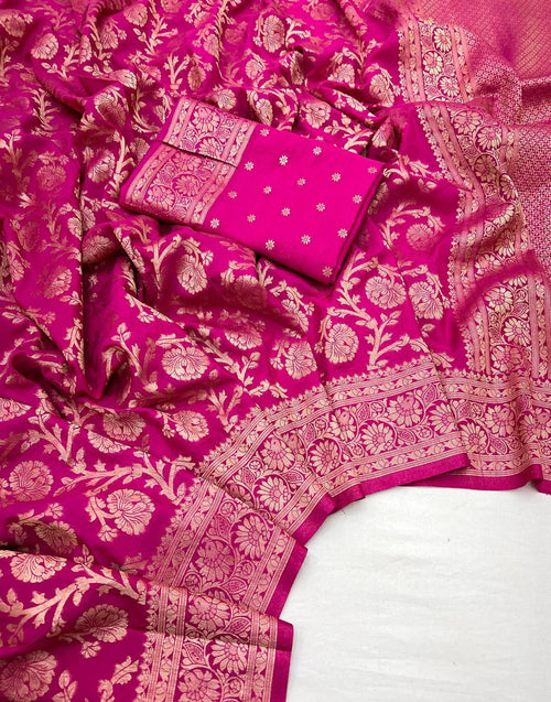 Designer Soft Banarasi Silk Saree With Exceptional Blouse Piece