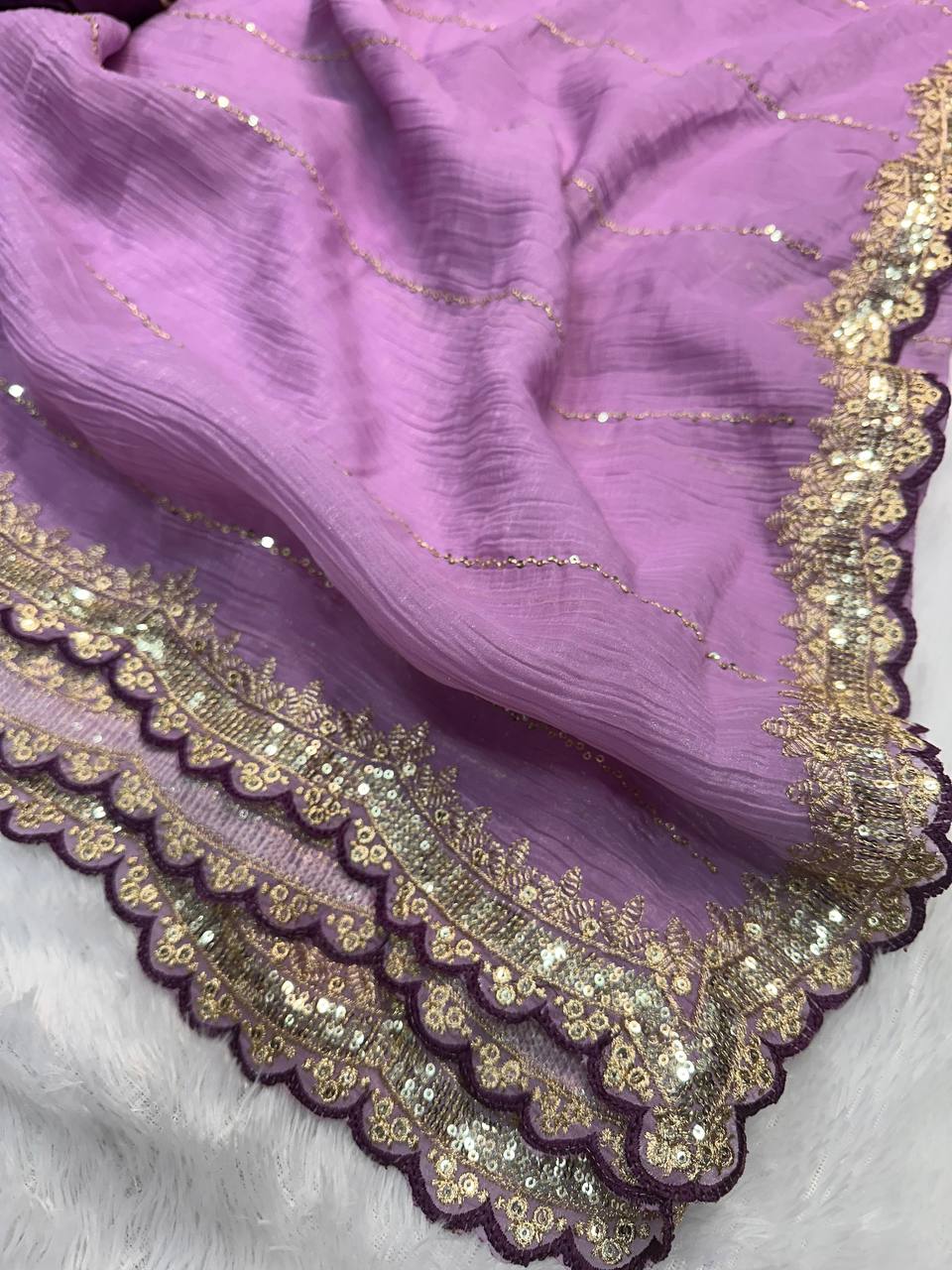 SOFT BEAUTIFUL AND CAPTIVATING DESIGNER SEQUINS EMBROIDERY SAREE