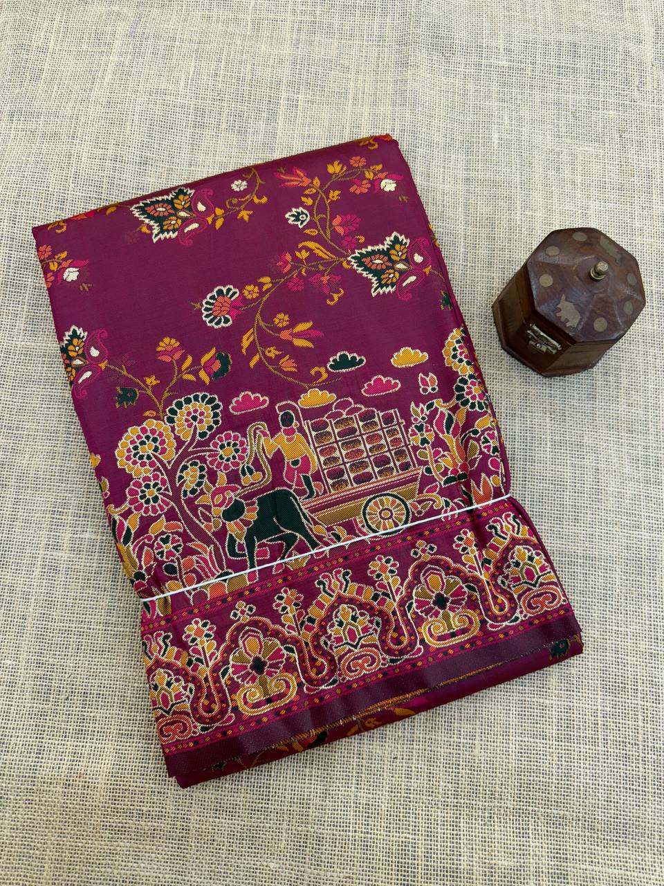 Redolent Rajwadi Pashmina  Saree With Embrocation Blouse Piece