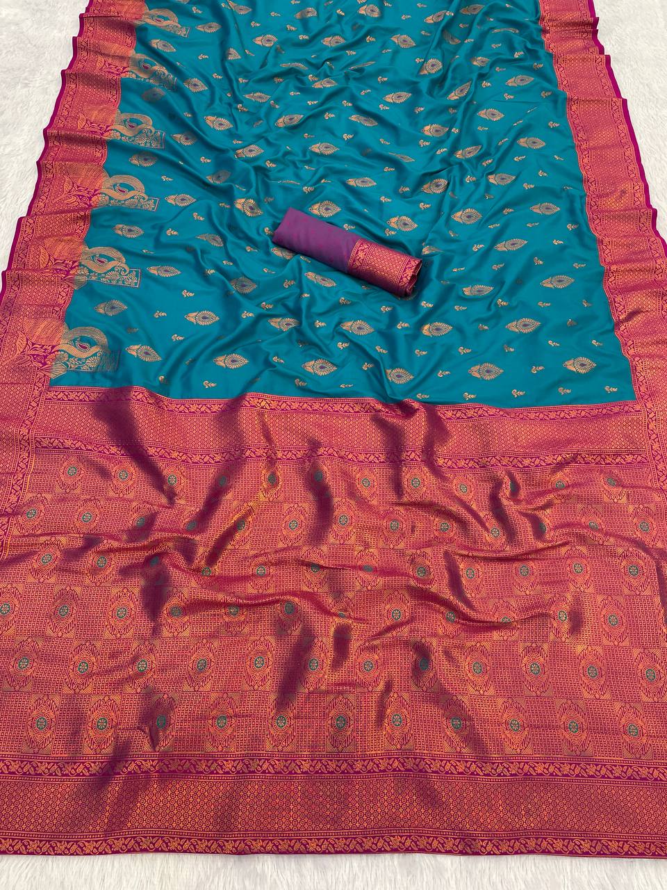 Demesne  Soft Banarasi Silk Saree With Effervescent Blouse Piece