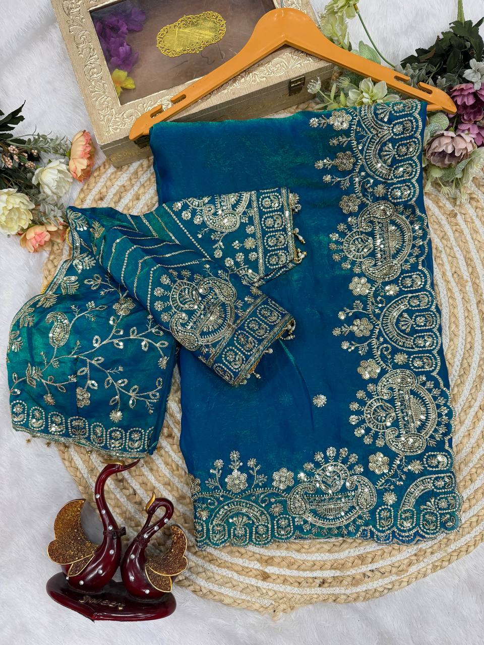 Myra Space Silk Saree - BLUE