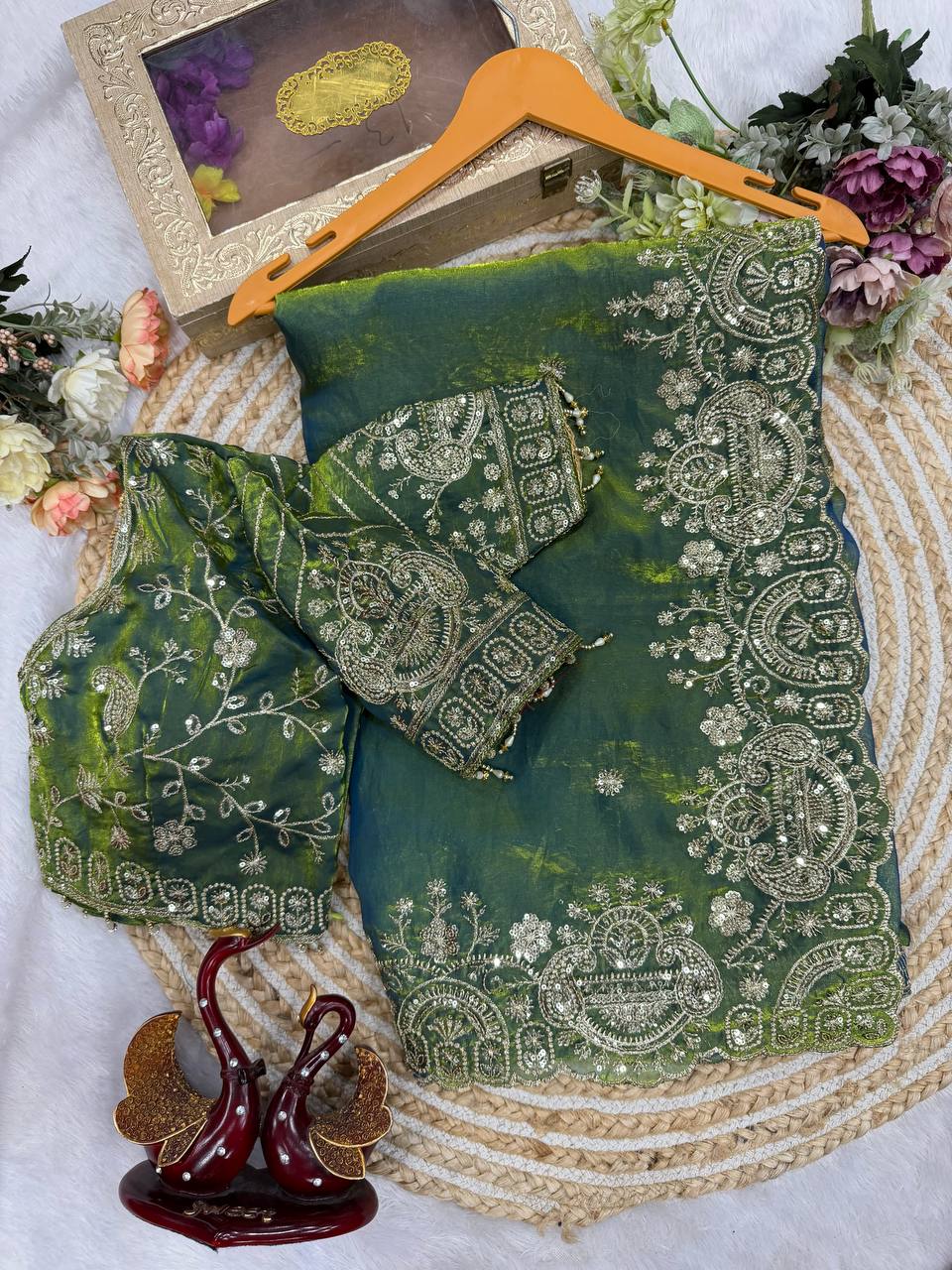 Myra Space Silk Saree - GREEN