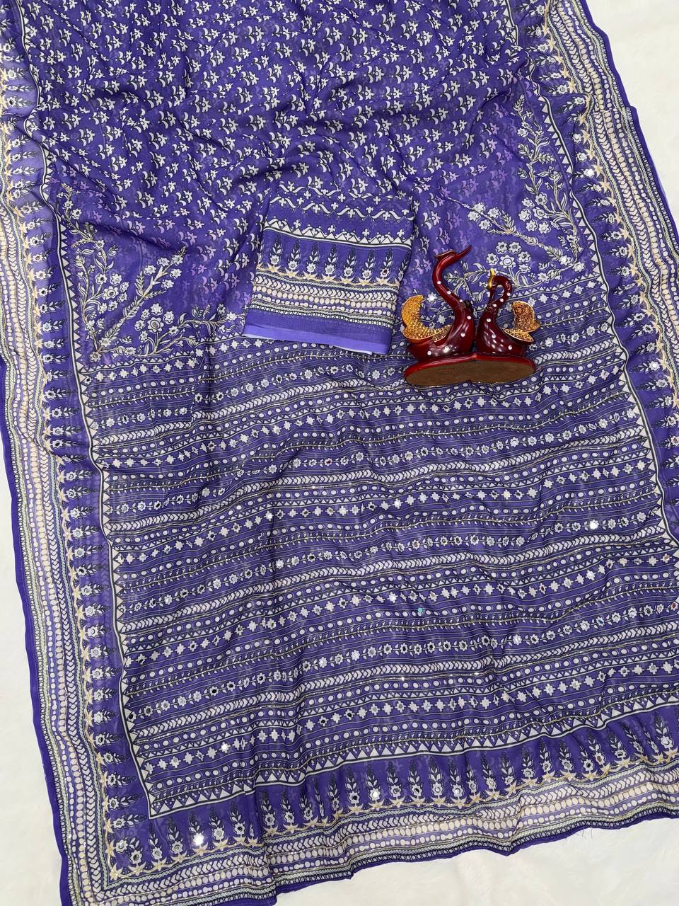Madhubani Mirror Grace Saree- PURPLE