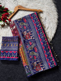 Royal Real Mirror Work Modal Silk Crepe Saree-BLUE