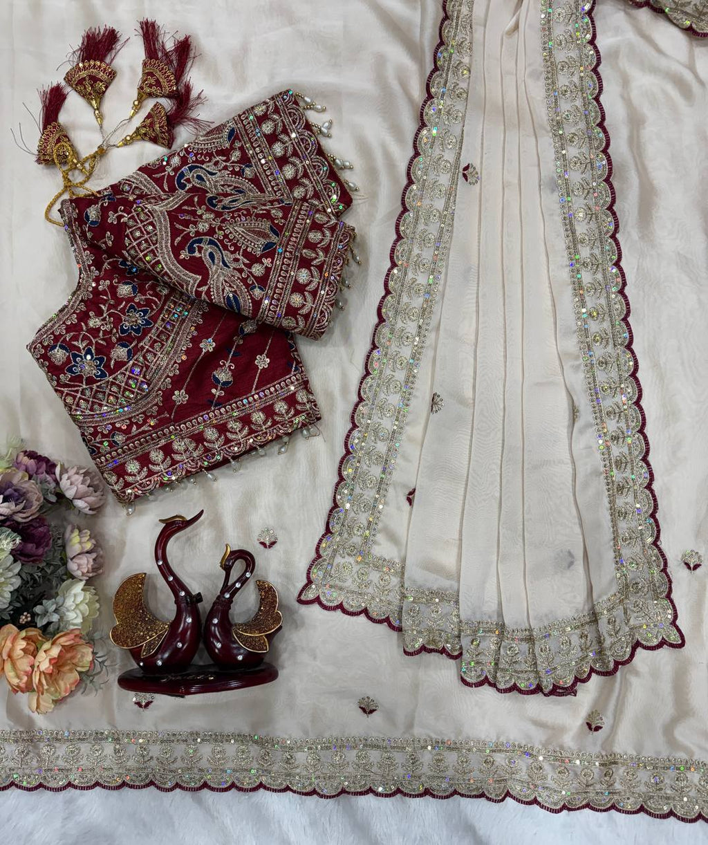 Vaidehi Rangoli Silk Saree - WHITE