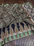 Royal Pure Pashmina Silk Kashmiri Weaving Saree - BLACK