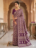 Royal  Banarasi Style Woven Saree with Traditional Motifs -  WINE