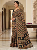 Royal  Banarasi Style Woven Saree with Traditional Motifs -  BLACK