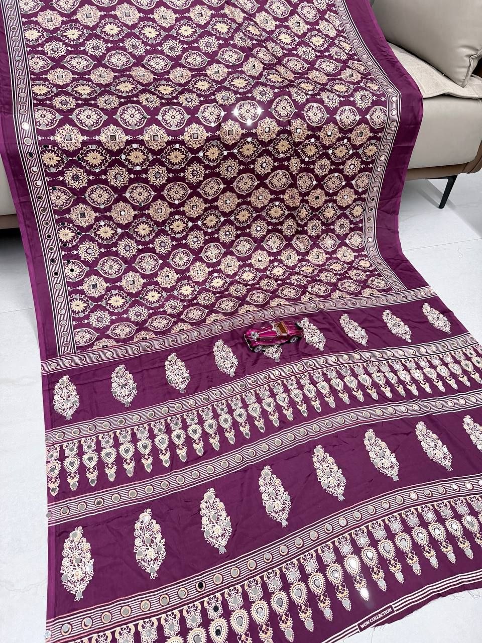 Royal  Banarasi Style Woven Saree with Traditional Motifs -  WINE