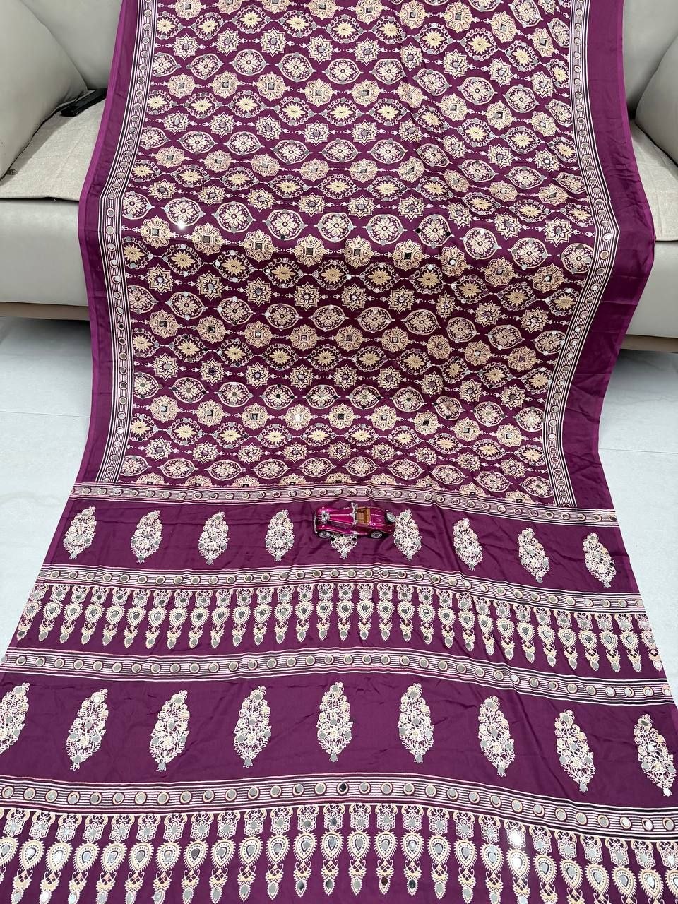 Royal  Banarasi Style Woven Saree with Traditional Motifs -  WINE