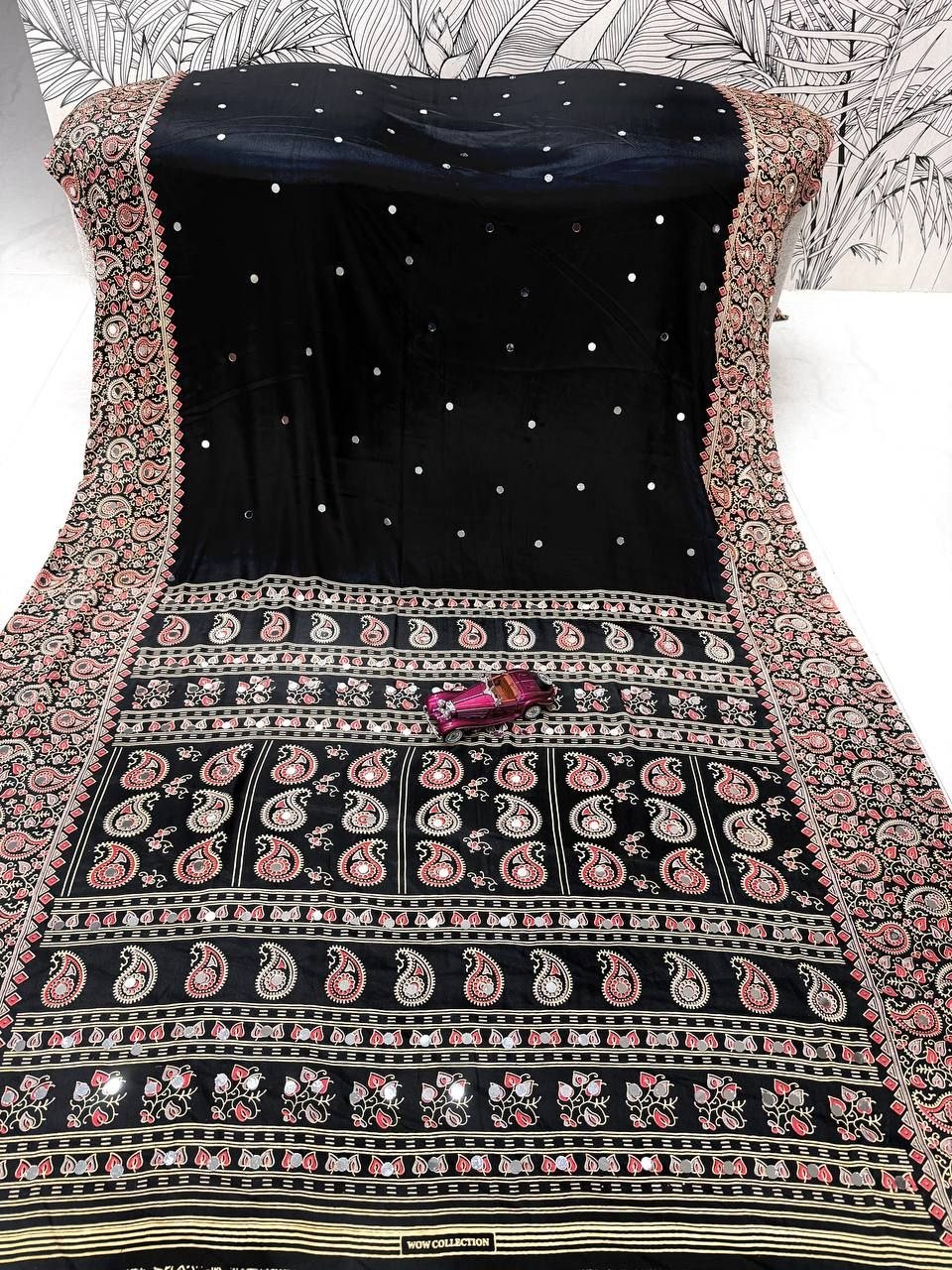 Elegant Black Velvet Embroidered Saree with Designer Border