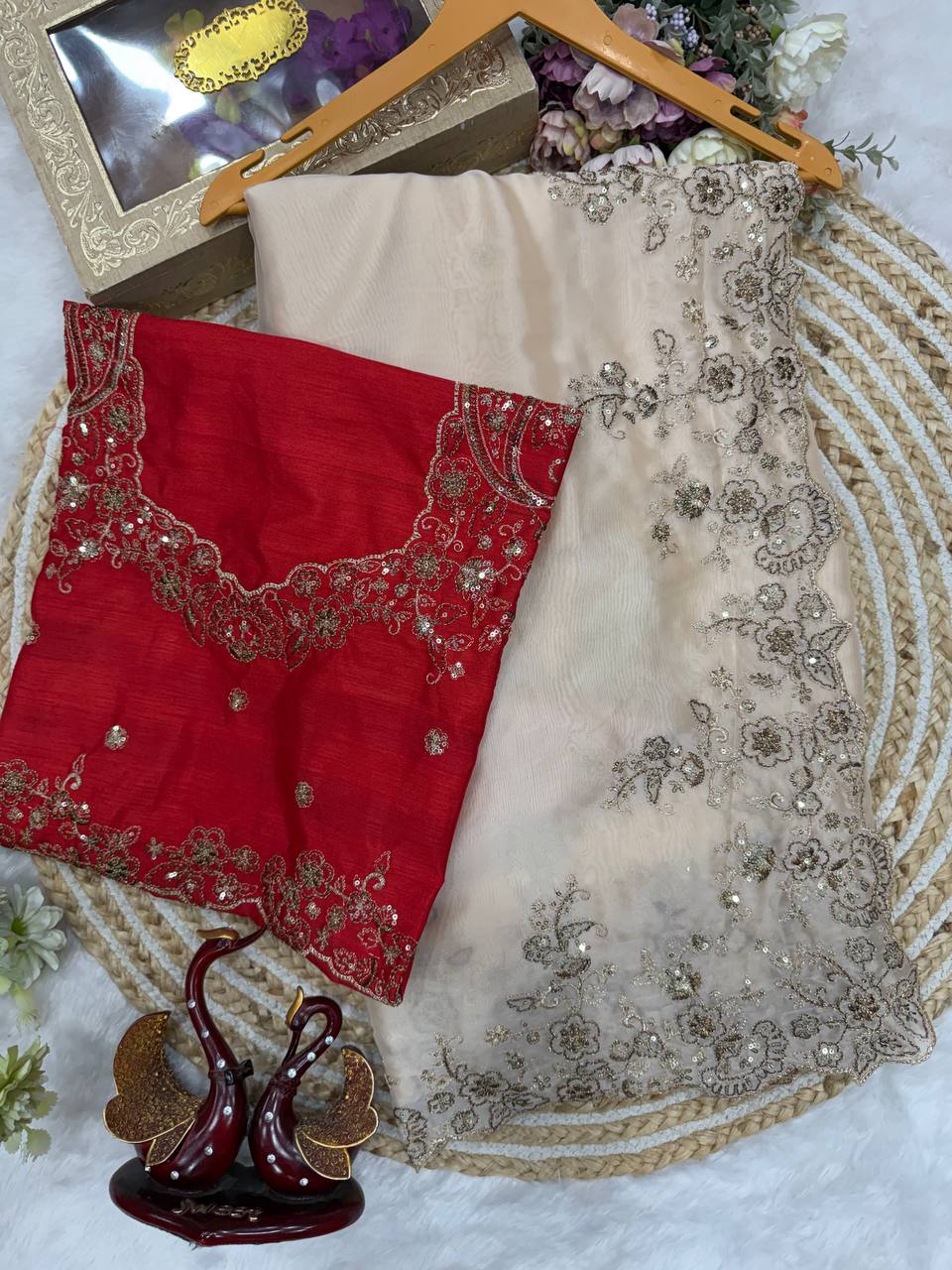 Elegant Sequins Embroidered Rangoli Silk Saree with Heavy Banglori Blouse – Designer Party Wear