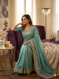 Designer Sequins Embroidered Soft Vichitra Saree with Heavy Blouse – Elegant Party Wear