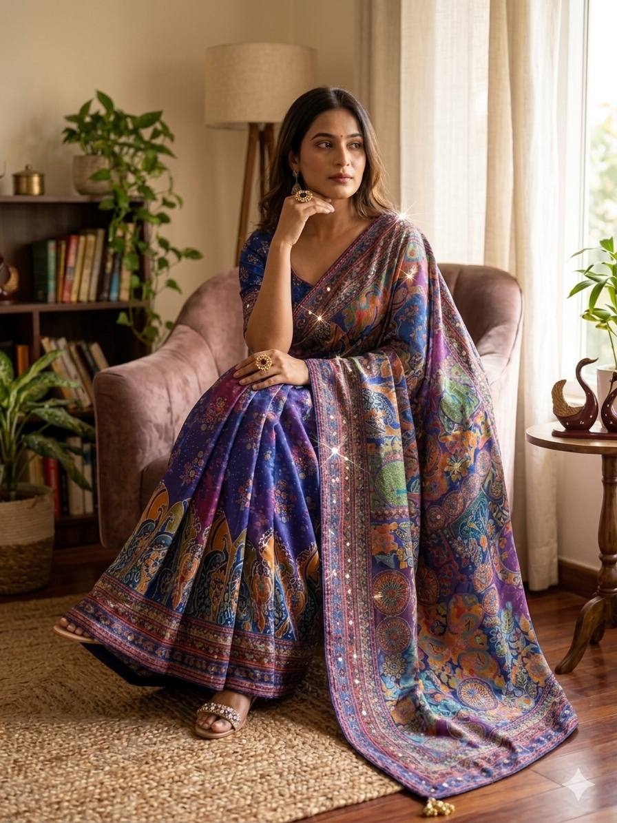 Noorika Chinnon Mirror Saree