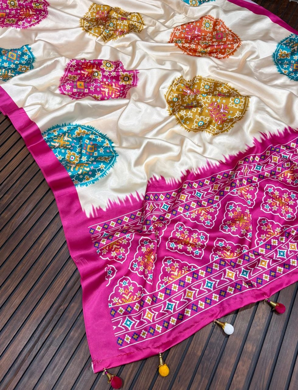 Elegant Satin Silk Digital Print Saree