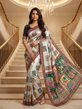 Heritage Dancer – Statement Art Print Saree - GREEN