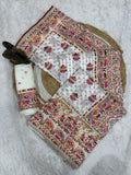 Premium White Embroidered Festive saree with Colorful Traditional Motifs & Detailed Border Work